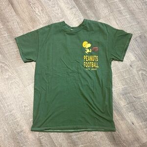 Peanuts Green Short Sleeve T-Shirt Featuring Snoopy and Woodstock